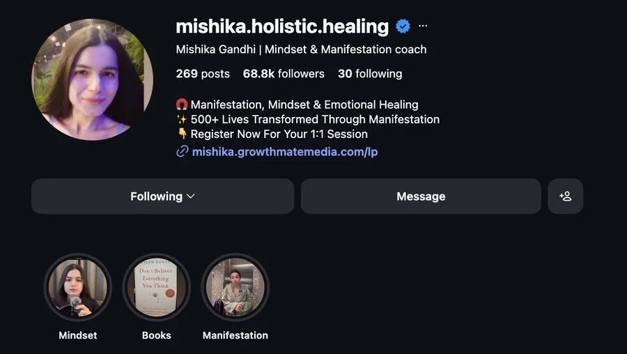Mishika Gandhi Instagram profile